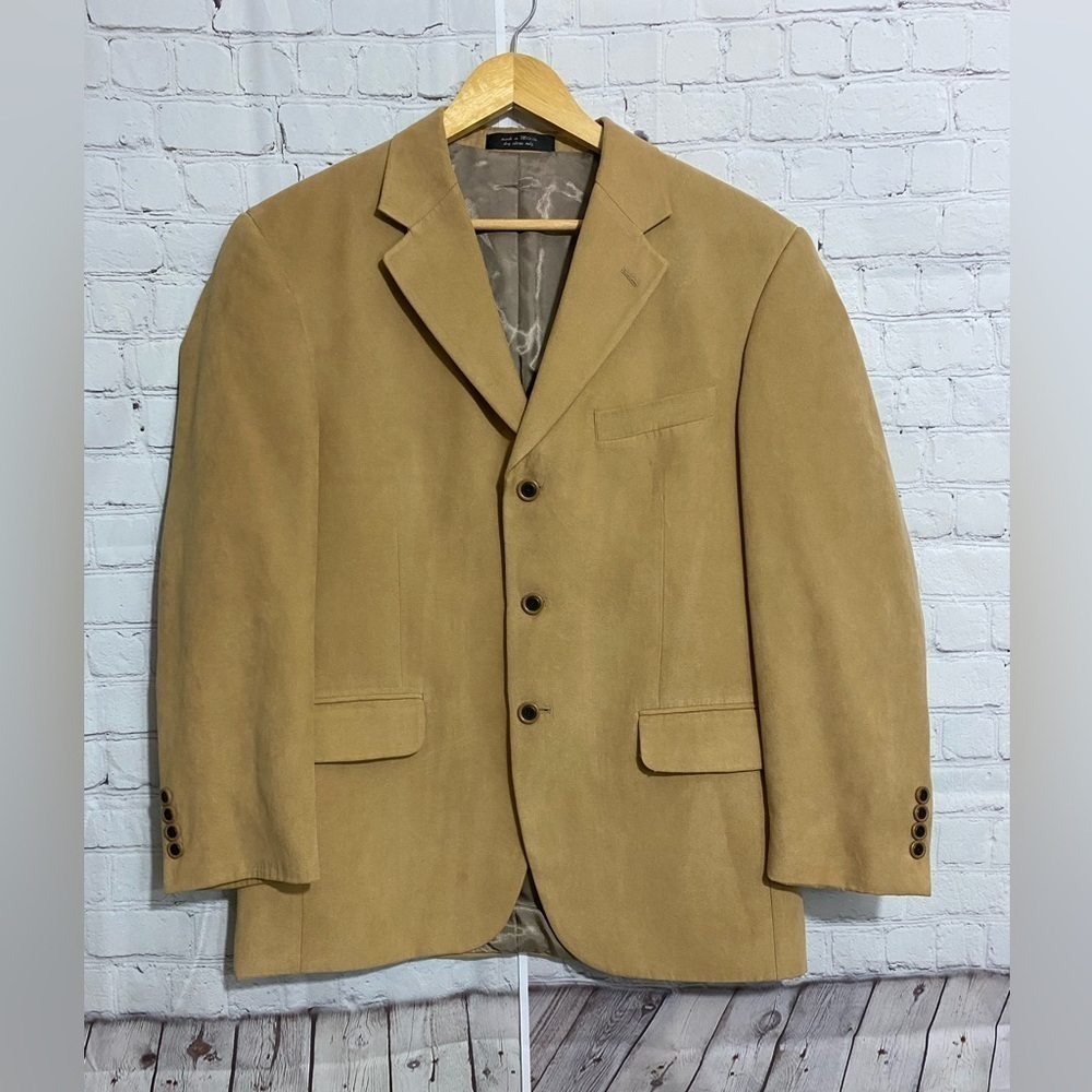 Gianfranco Ruffini Italy Polyester Suede Mens Sport Coat Blazer Size 40SH